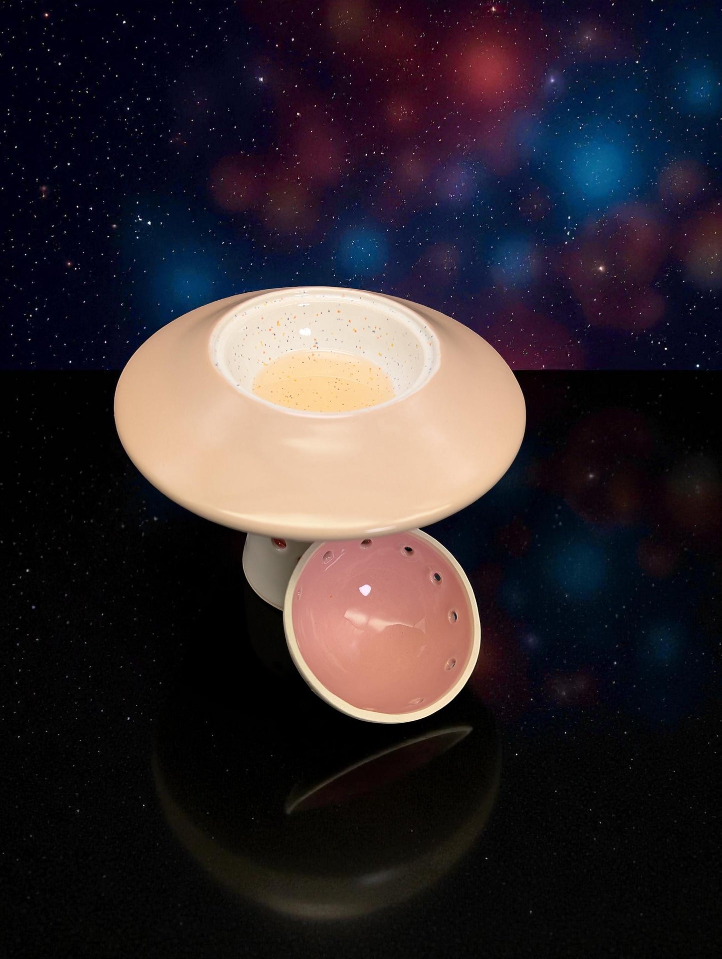 UFO Tea Light Wax Warmer: Tan and Pink
