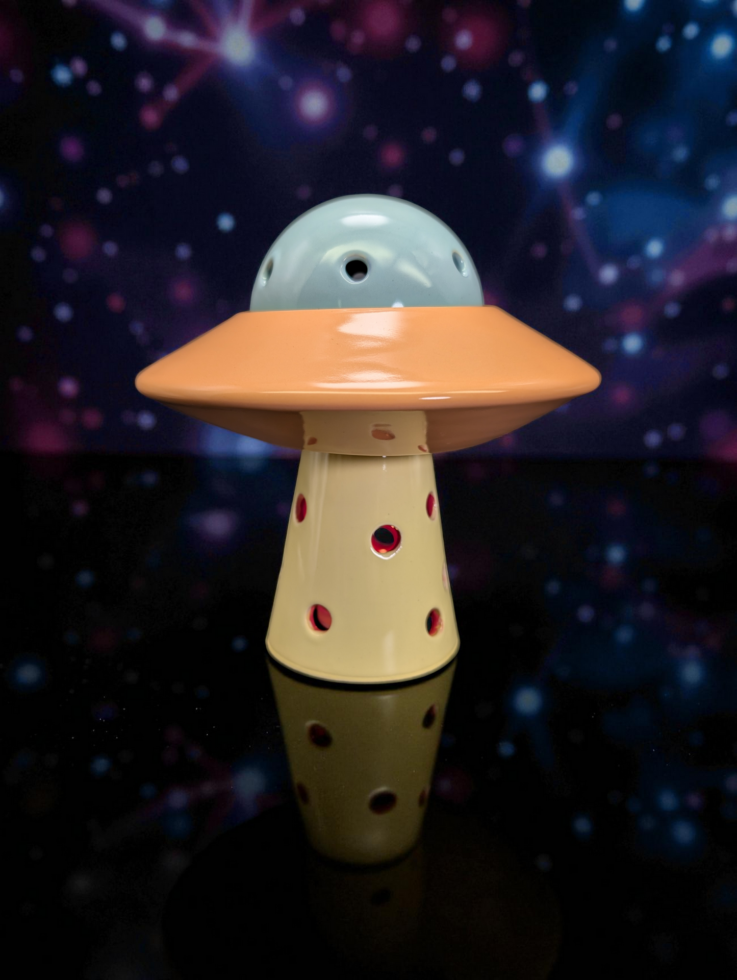 UFO Tea Light Wax Warmer: Peach and Blue