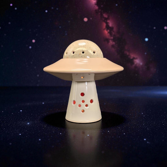 UFO Tea Light Wax Warmer: Tan and Pink